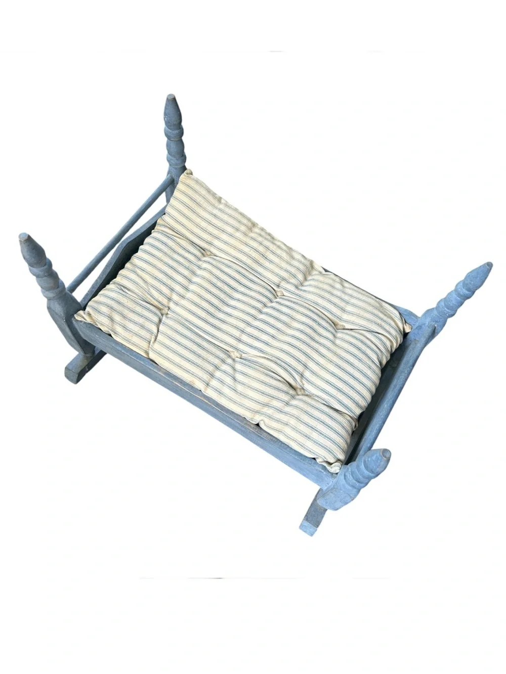 Vintage Blue Wooden Babydoll Rocking Cradle